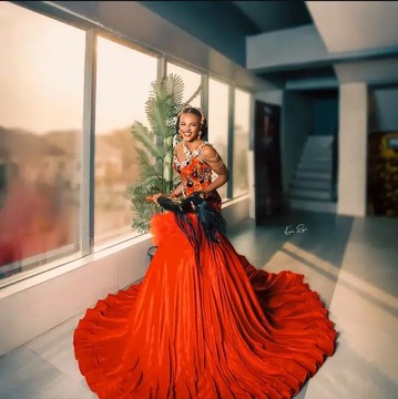 Robe de mariée traditionnelle, robe isiagu rouge, robe de bal rouge, robe Asoebi, robe d’after-party