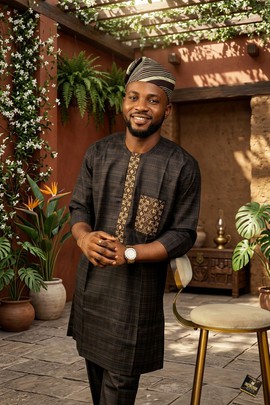 Ensemble deux pièces homme : boubou sénégalais et pantalon