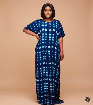 Caftan maxi Adire indigo