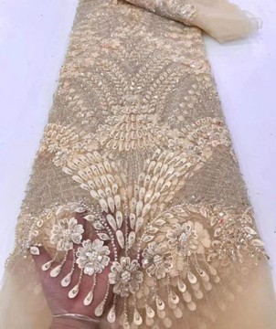 Tissu en dentelle perlée, 5 yards