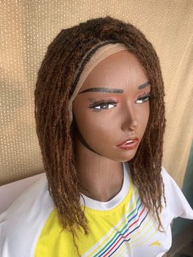 Human Hair Full lace Brown Sister Locs Bob Wig, Colour 33 Sisterlocs wig, Skinny dreadlocks