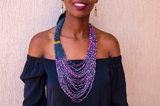 African fringe necklace, Beaded necklace, Tribal necklace,Gift for her, Moms gift