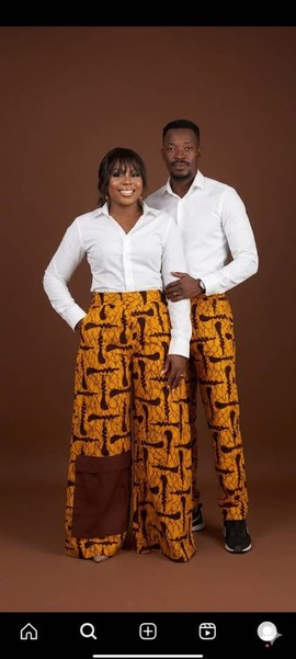 Couples 2 pieces cloth combined with Ankara
