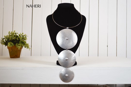 African aluminum necklace tribal metalsmith designer neck piece