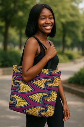 African Ankara Tote Bag Wax Print | Afrocentric Fashion | Large Capacity
