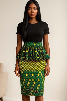 African Print Pencil Skirts Peplum - Authentic &amp; Stylish