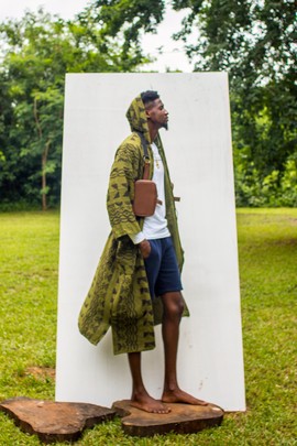 Green Tea Ice Cream Hooded Bogolan Cloak (Pre-Order)