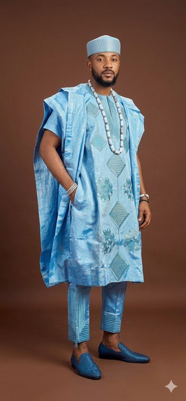 Light Blue Traditional Agbada Ensemble