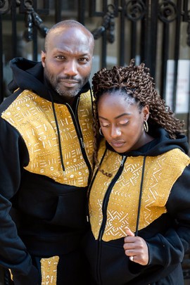 Sand Bogolan Zip-Up Hoodie