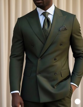 Men’s Dark Green Double-Breasted Suit