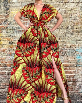 Robe wax feuille 100% coton