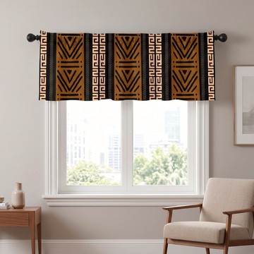 Premium Heritage Afro Print Curtain Valance | African Window Accent | Bynelo