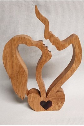 Handmade wooden love sculpture/ couple curving sculpture