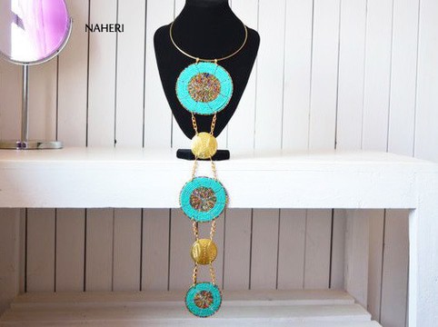 African beaded pendant necklace handmade jewelry