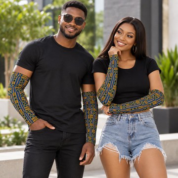 Tribal Kente Print Compression Sleeves Gloves | African Activewear | Bynelo