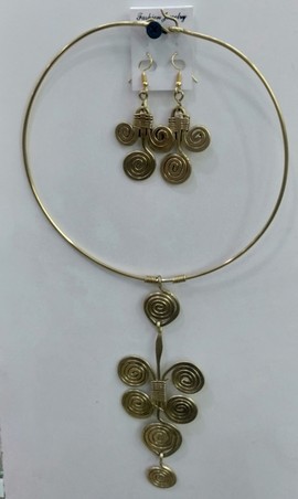 Ensemble de bijoux, bijoux en laiton, boucles d'oreilles en laiton, pendentif, bijoux assortis, collier en laiton