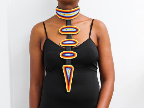 Collier en cuir africain, collier ras du cou en perles, tour de cou en perles Maasai, collier Tribal