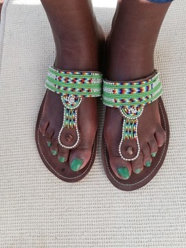 Masai Beaded sandals, African  sandals, Women Sandals, Leather sandals, Boho sandals, Beach sandals