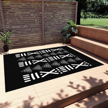African Black Outdoor Rugs Tribal Artistic Carpet (LARGER SIZES AVAILABLE)