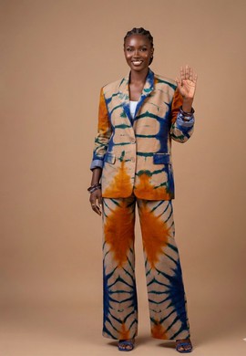 Adire Batik Blazer &amp; Wide-Leg Trouser Set