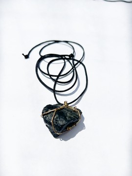 Black Tourmaline Crystal Necklace - 005