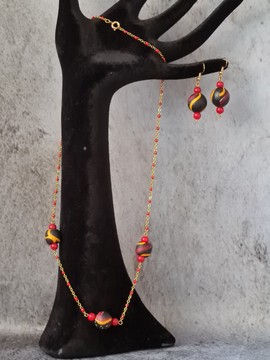 OYA TOGUH necklace in WAX fabric-loincloth beads