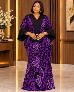 Robe longue sophistiquée en imprimé africain pour femme