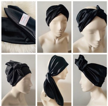 Black satin headband - wide headband
