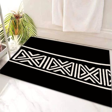 African White and Black Bathroom Mats Zigzag Bath Rugs (LARGER SIZES AVAILABLE)