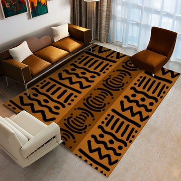 Sustainable African Print Carpet | Kuba Rugs Geometrical Brown (LARGER SIZES AVAILABLE)