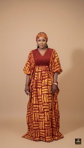 Robe boubou Adire en imprimé africain