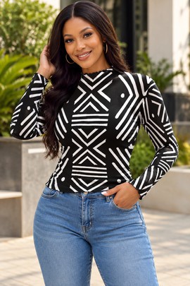 T-shirt en mesh pour femme à imprimé inspiré du zèbre noir et blanc | Mode géométrique | Bynelo