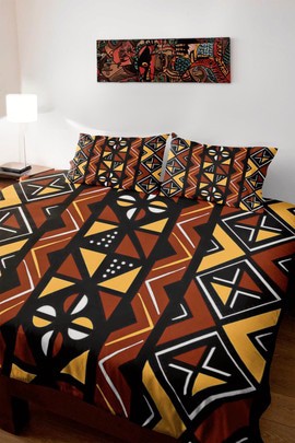 {Black}Mudcloth African Themed Bedding Set Duvet and Pillow Covers (MORE SIZES AVAILABLE)