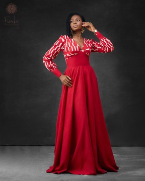 Robe Fâ maxi bicolore rouge