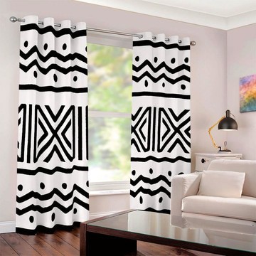 Mudcloth African Print Curtains Blackout Grommet Design (Two-Piece)(LARGER SIZES AVAILABLE)
