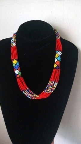 African Zulu beaded necklace, Beaded rope necklace, Tribal necklace, Moms Christmas gift