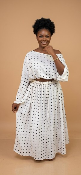Chic Polka Dot Crop Top and Tiered Maxi Skirt Two-Piece Set