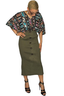 Ankara and Jersey Mix Pencil/Straight Midi Dress, Ankara Clothing, African Print Dress