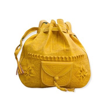 handmade yellow genuine leather shoulder bag