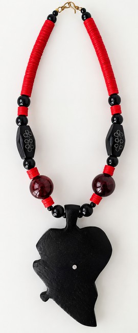 Magnifique collier en bois d'ébène et bronze