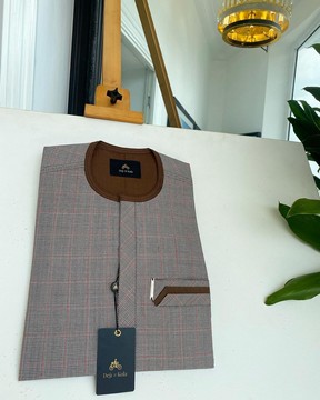 A Light and dark brown check, kaftan