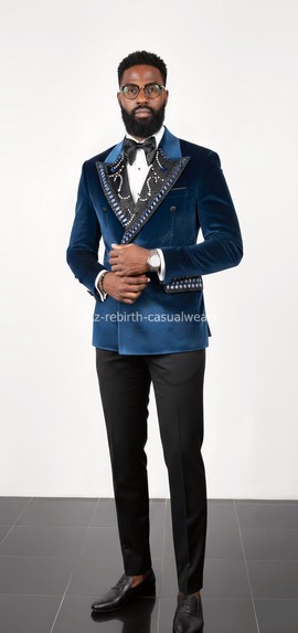 Velvet beaded embroidered suit