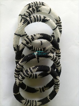 On sale silver and black beaded Bracelet for women,Native masai Zulu bracelet, yoga bracelet