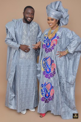 Couples Bazin Agbada &amp; Bubu Set