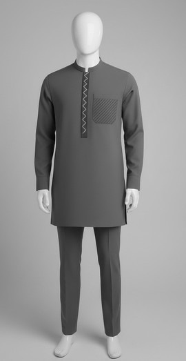 Tunique traditionnelle grise élégante, caftan