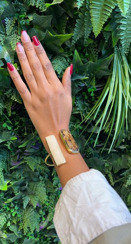 Bronze &amp; bone "Jewel" cuff bracelet