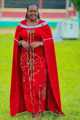 Beaded Maasai dress with a matching shawl