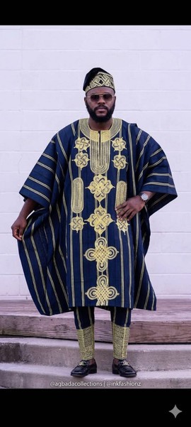 Aso oke Agbada with embroidery
