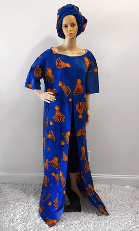 Ankara High Slit Top and Headwrap