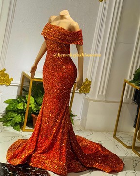 Robe de soirée sirène à sequins à épaules dénudées, robe de bal scintillante, robe de soirée